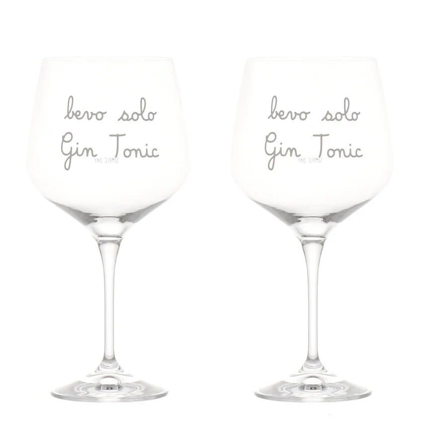 Set 2 Calici Cocktail "Bevo solo Gin Tonic" - immagine 2